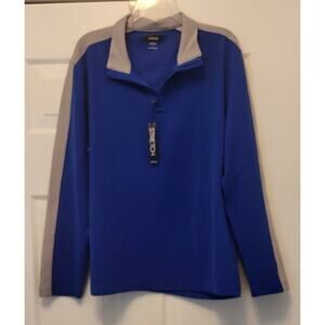 Alfani Mens Large Royal Blue with Gray Quarter Zip Long Sleeve Pullover Shirt